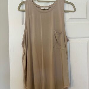 Impressions Sleeveless High-Neck Tank Top - Taupe - Size Large